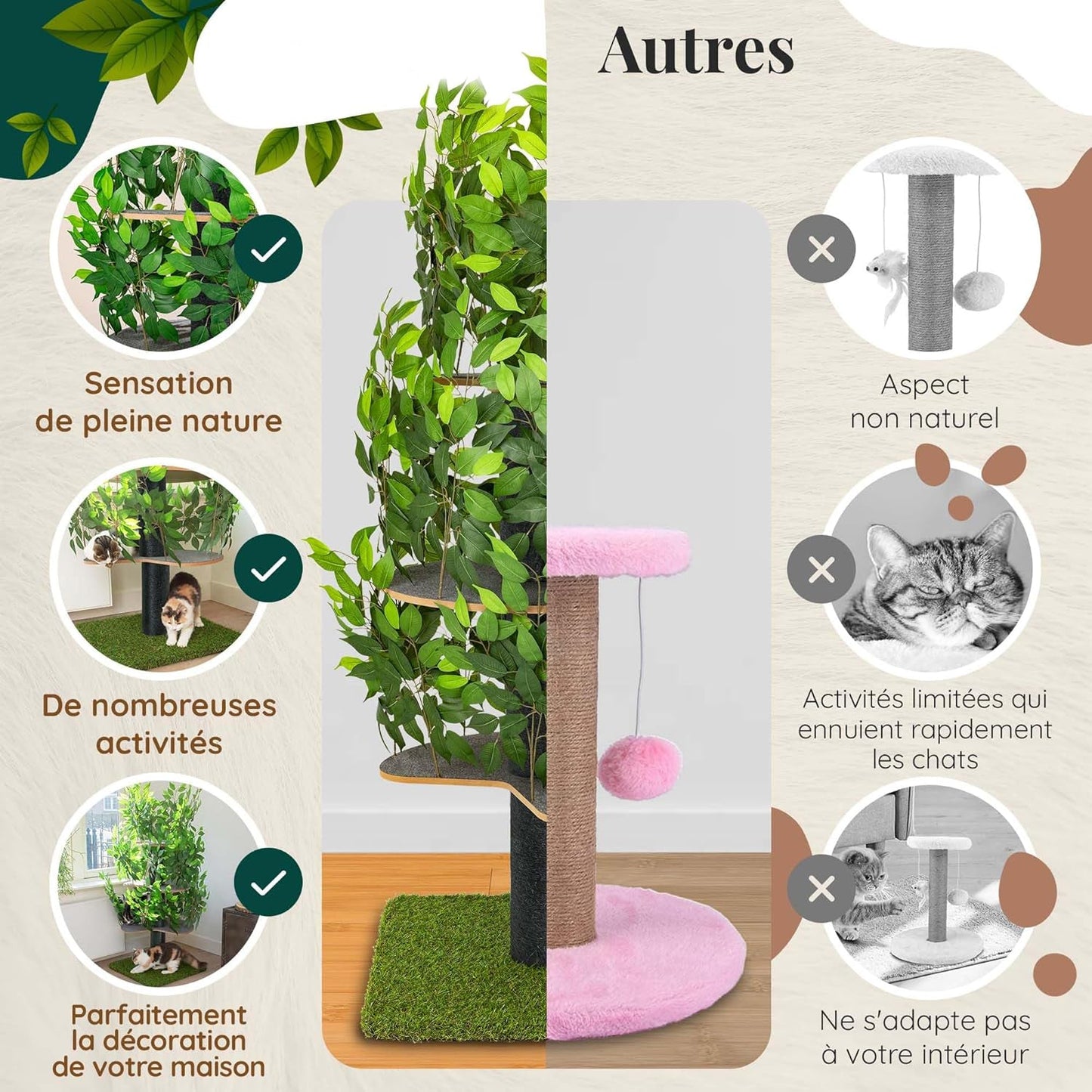 Arbre à Chat - Chat'Canopée Design Naturel Feuilles