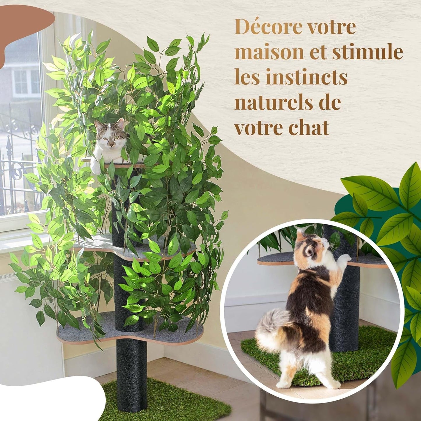 Arbre à Chat - Chat'Canopée Design Naturel Feuilles