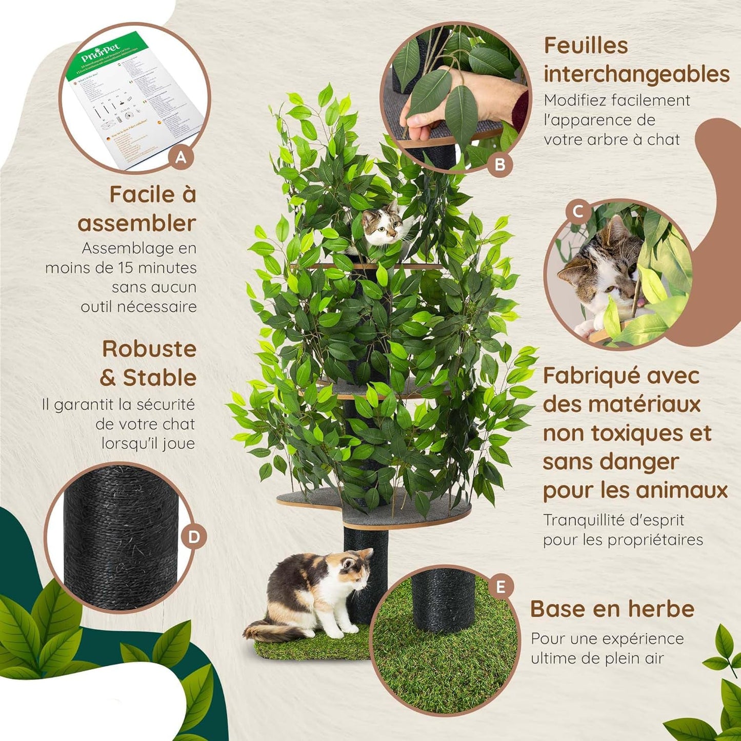 Arbre à Chat - Chat'Canopée Design Naturel Feuilles