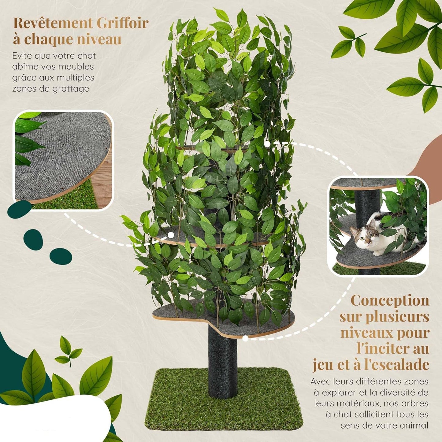 Arbre à Chat - Chat'Canopée Design Naturel Feuilles
