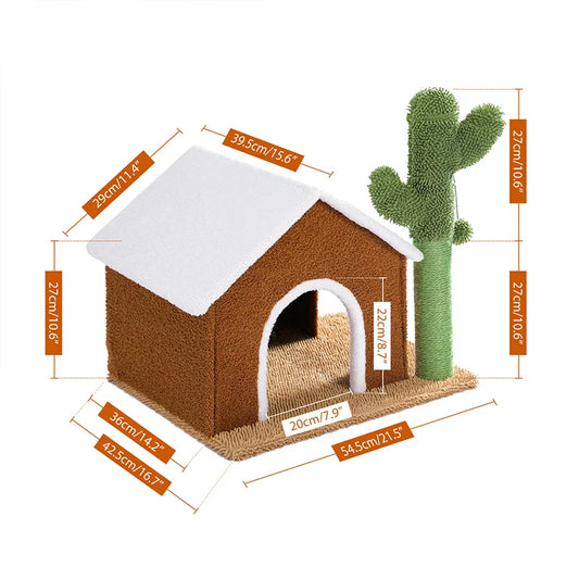 Maison pour chat CactusConfort - avec griffoir et cactus