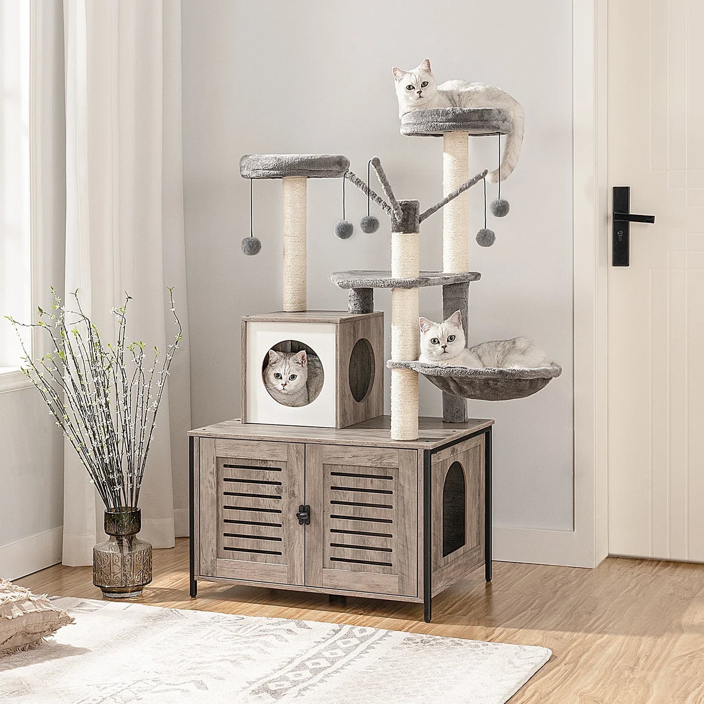 HideawayPaws Arbre à Chat Meuble à Litière