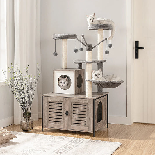 HideawayPaws Arbre à Chat Meuble à Litière