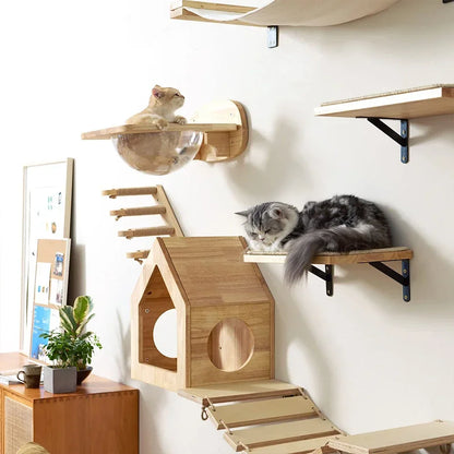 Arbre à chat Bois Mural Elite - Pont flottant et TerrainJeu