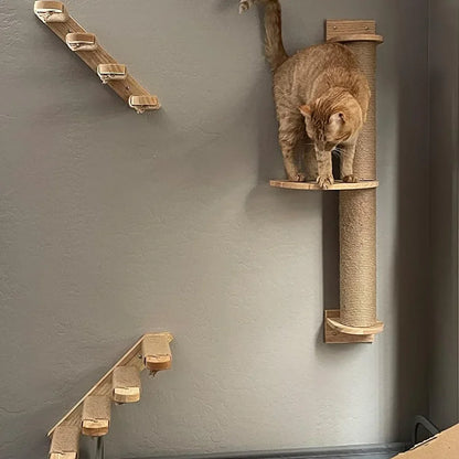 NovaCat Arbre a chat Mural en Bois - Escalier de chat