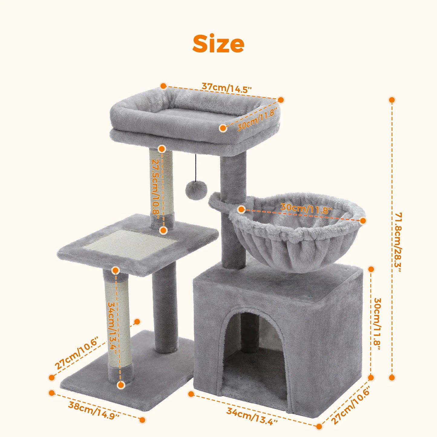 Arbre a Chat CozyNest beige / gris Confortable