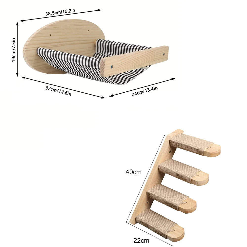 NovaCat Arbre a chat Mural en Bois - Escalier de chat