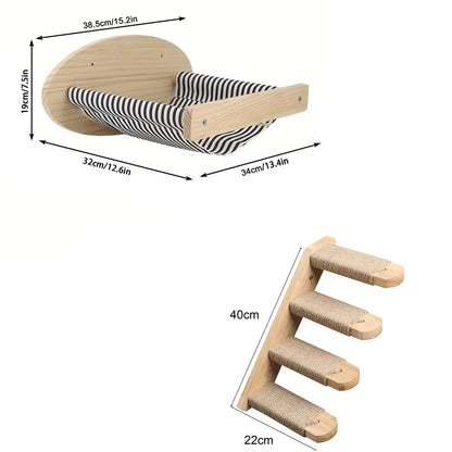 NovaCat Arbre a chat Mural en Bois - Escalier de chat