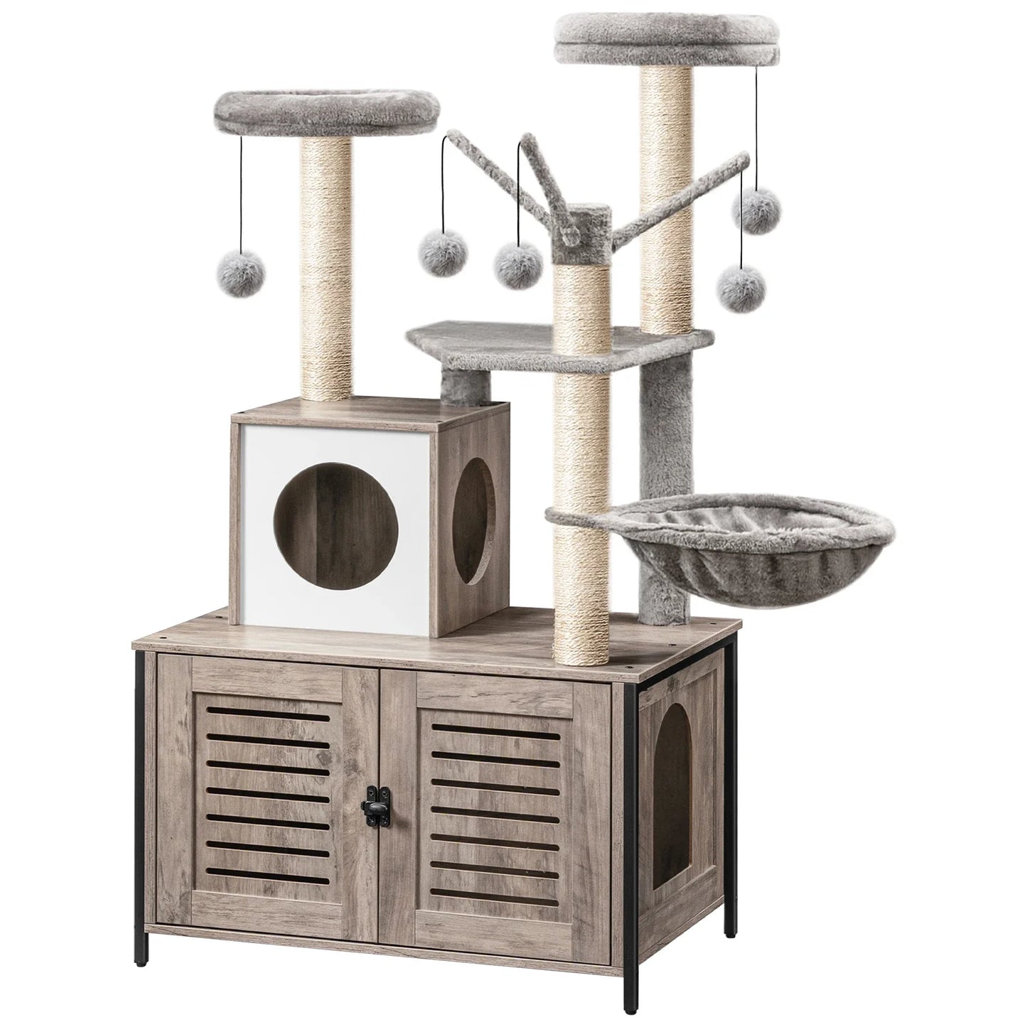 HideawayPaws Arbre à Chat Meuble à Litière