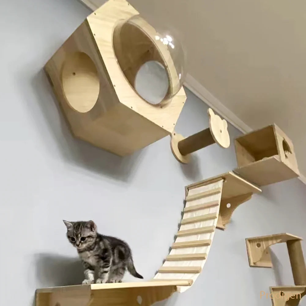 Arbre a chat Mural en Bois - PerchoirFélin Premium