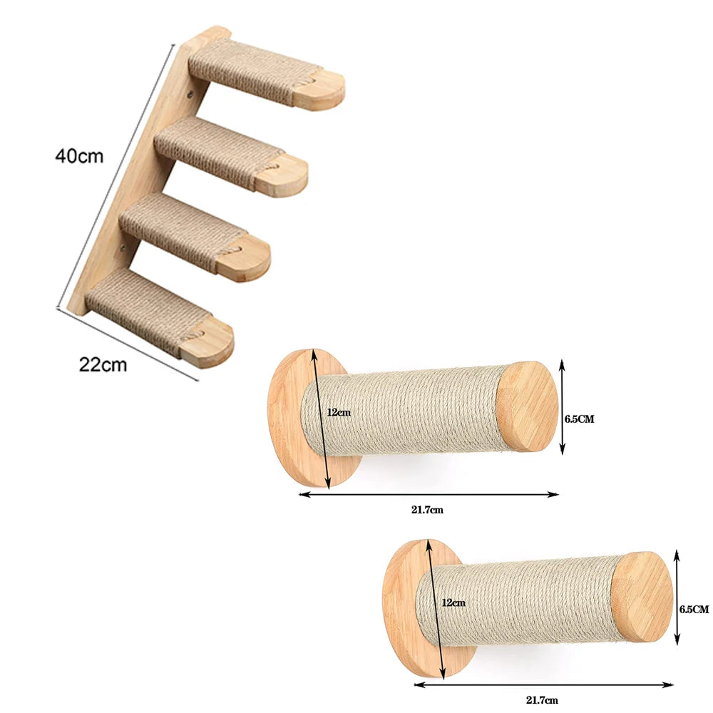 NovaCat Arbre a chat Mural en Bois - Escalier de chat