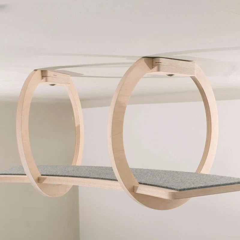 ChatSuspendu: Arbre à chat bois avec pont suspendu