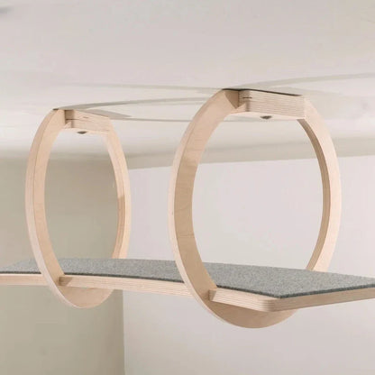 ChatSuspendu: Arbre à chat bois avec pont suspendu