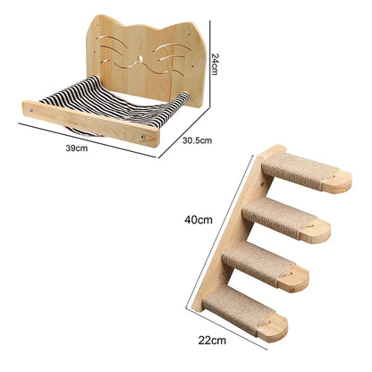 NovaCat Arbre a chat Mural en Bois - Escalier de chat