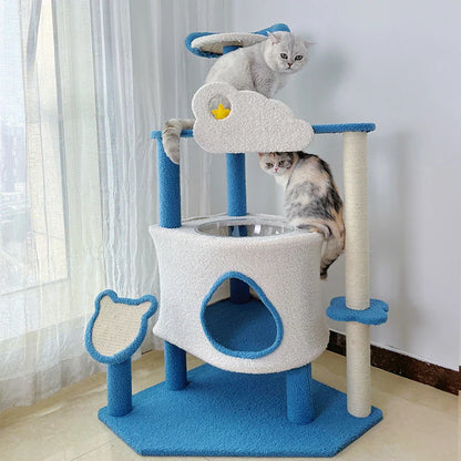 Arbre à chat nuage Pro - Perchoir et cabane - NuageBleu