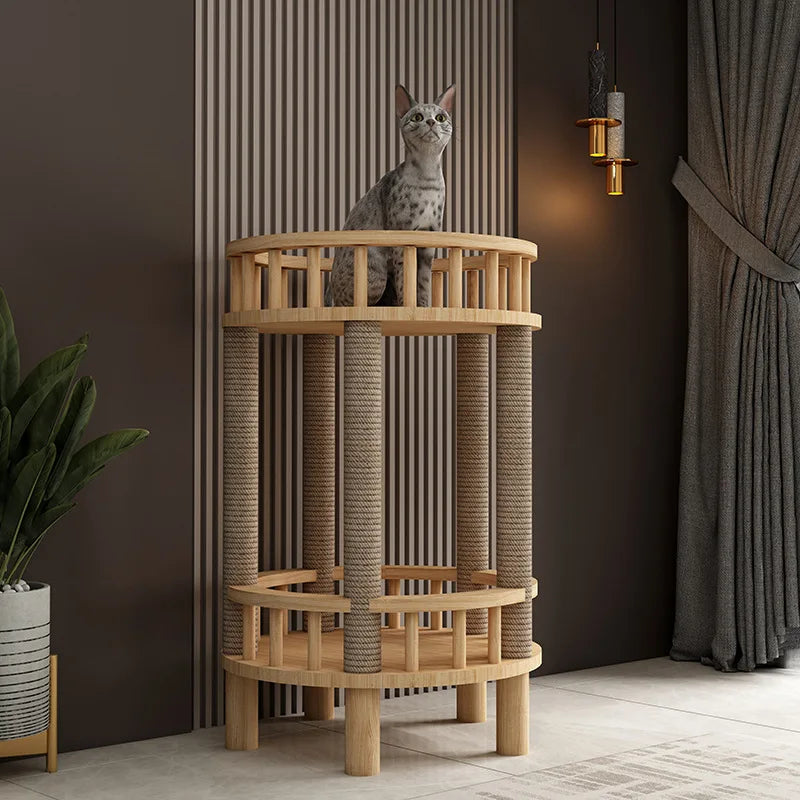 Arbre à chat DesignBois – Griffoir et Litière Intégrée
