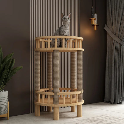 Arbre à chat DesignBois – Griffoir et Litière Intégrée
