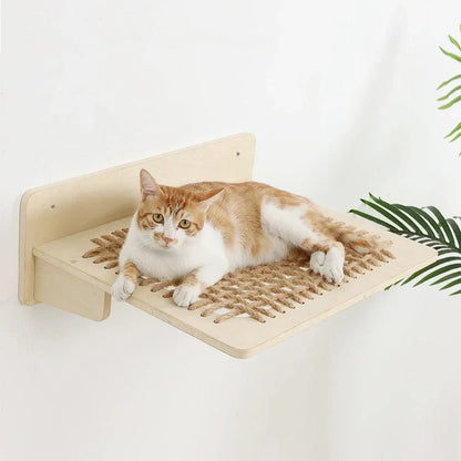 Arbre a chat mural Zen - Plateforme perchée - Cordes et Bois