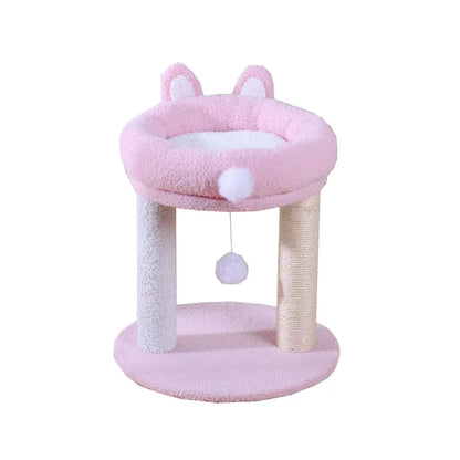 Arbre à chat BunnyNest design lapin rose peluche