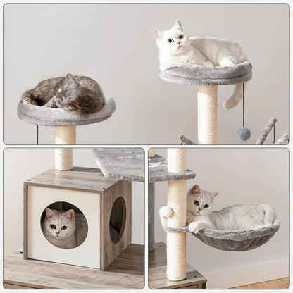 HideawayPaws Arbre à Chat Meuble à Litière