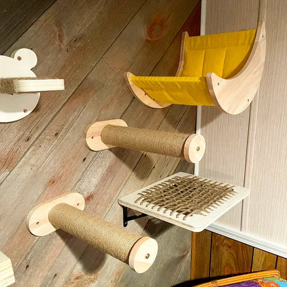 AventureCiel Arbre a chat Mural en Bois (hamac, escalier)