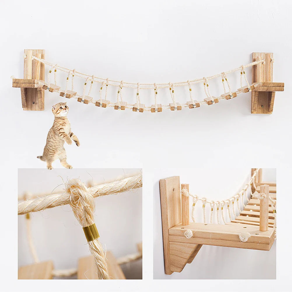 Arbre à chat mural ProFélin – Pont suspendu en bois