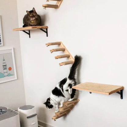 NovaCat Arbre a chat Mural en Bois - Escalier de chat