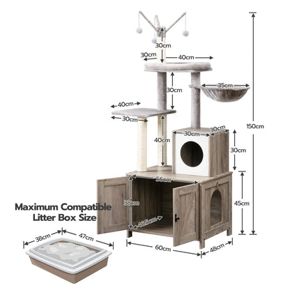 Arbre à Chat et Meuble à Litière - HideawayPaws Pro