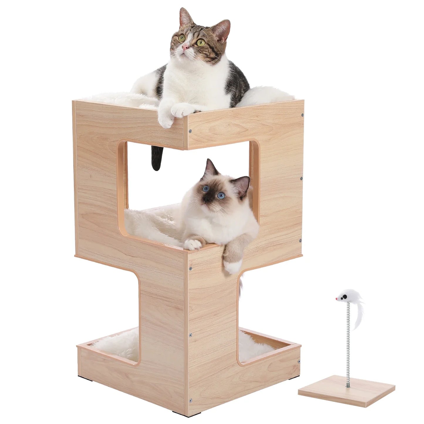 LuxiGriff Arbre a chat bois multi-niveaux condo