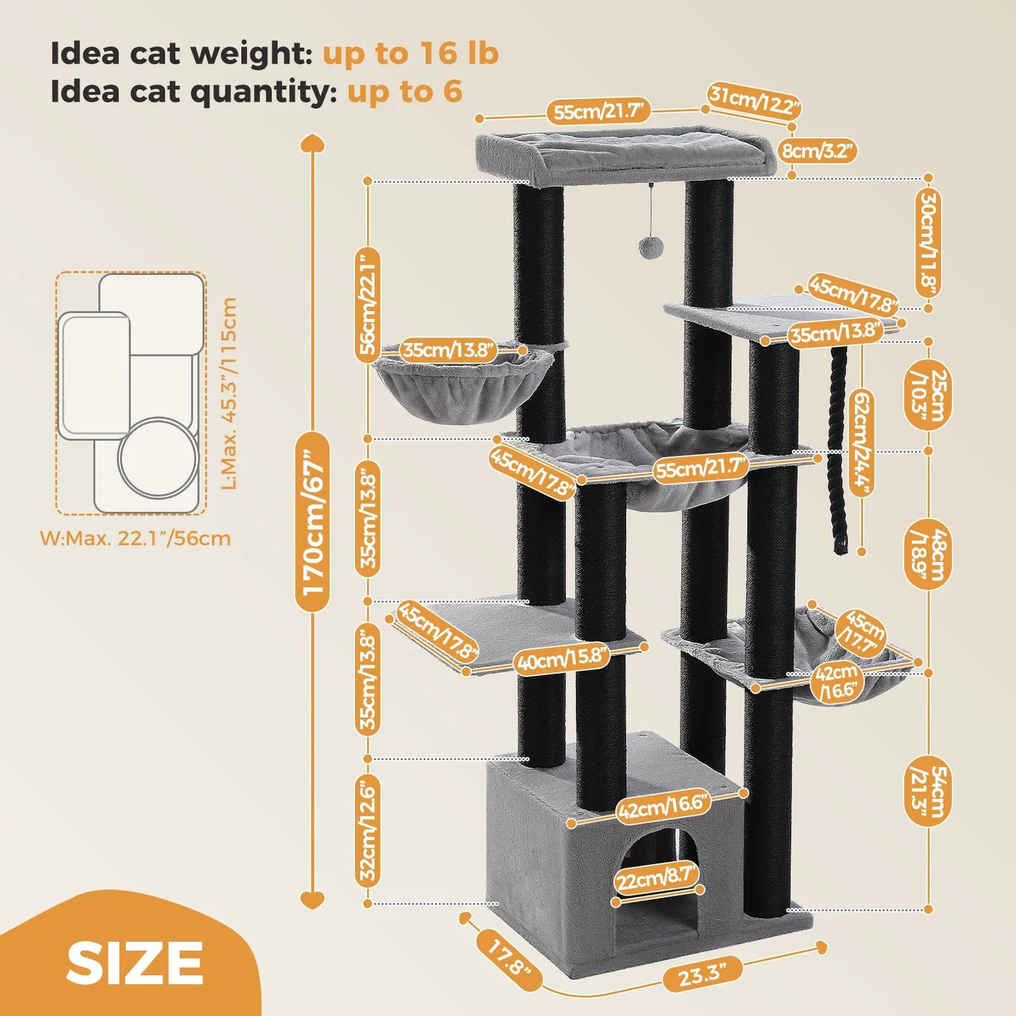Arbre à chat Maine Coon MaxiPlaisir pour Grands Chats