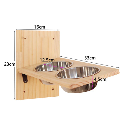GourmetMur: Support mural pour gamelles de chat en bois