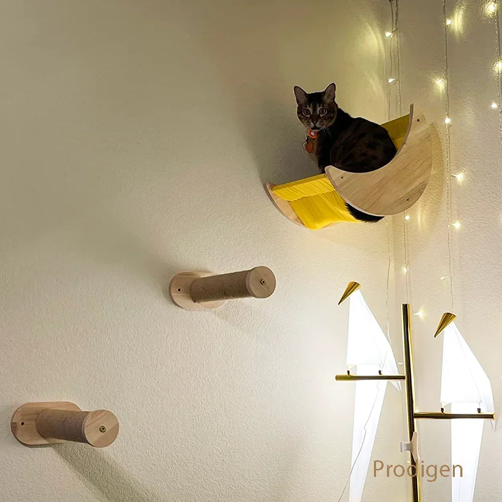 AventureCiel Arbre a chat Mural en Bois (hamac, escalier)