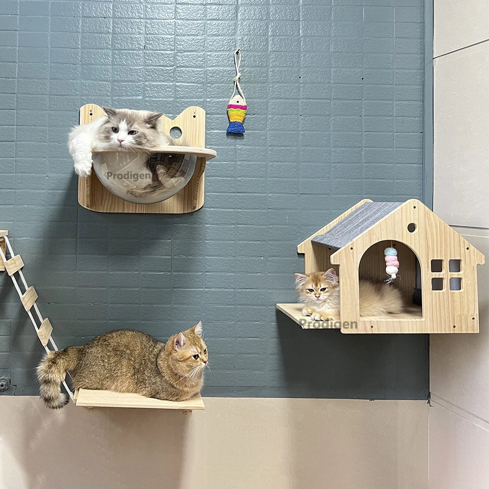 MaisonPerchée: Maison en bois murale pour chat