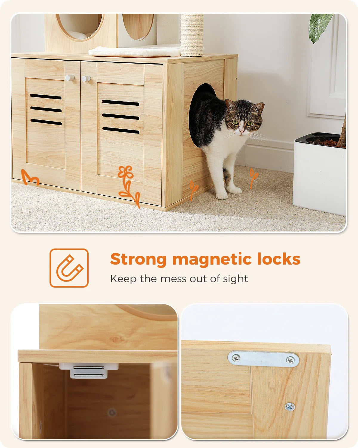 Arbre à Chat Bois design avec Bac à Litière - LuxeNest