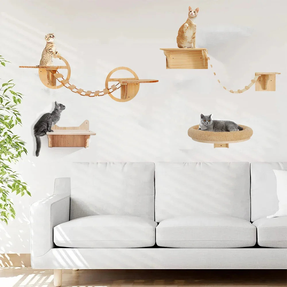 Arbre à chat mural — Pont suspendu — ChAventure