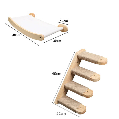 NovaCat Arbre a chat Mural en Bois - Escalier de chat