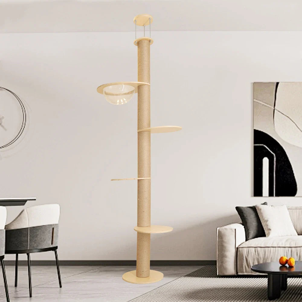 SkyClimb Arbre à chat Maine Coon du sol au plafond - hamac