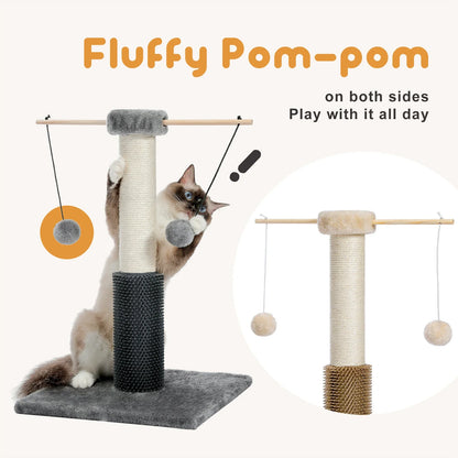 PawsPlay Arbre à Chat Compact - Boules en Peluche & Griffoir