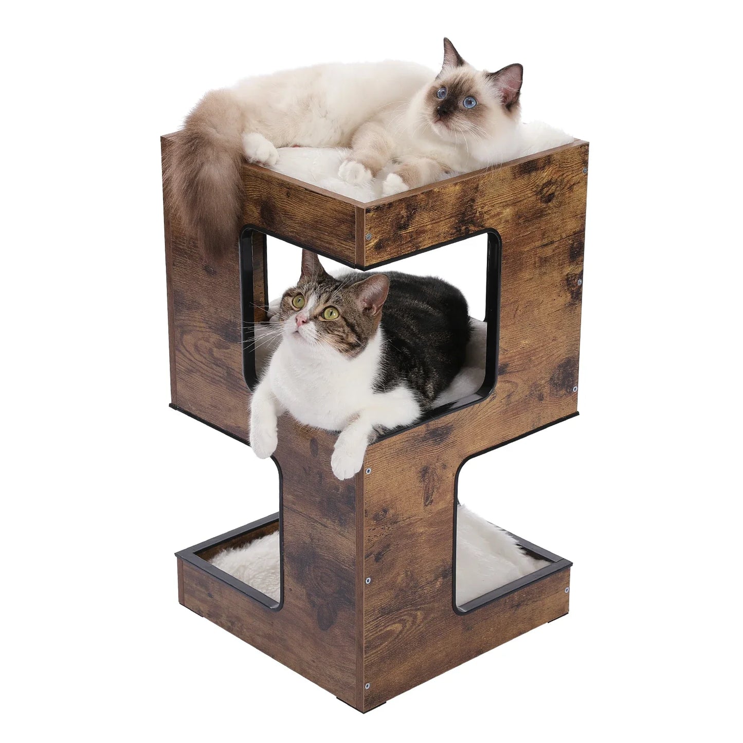 LuxiGriff Arbre a chat bois multi-niveaux condo