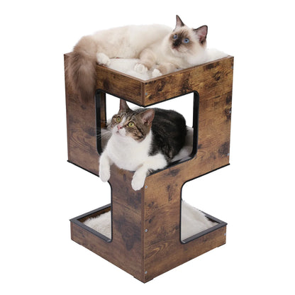 LuxiGriff Arbre a chat bois multi-niveaux condo