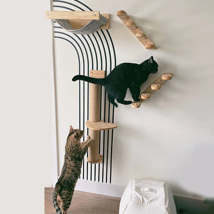 NovaCat Arbre a chat Mural en Bois - Escalier de chat