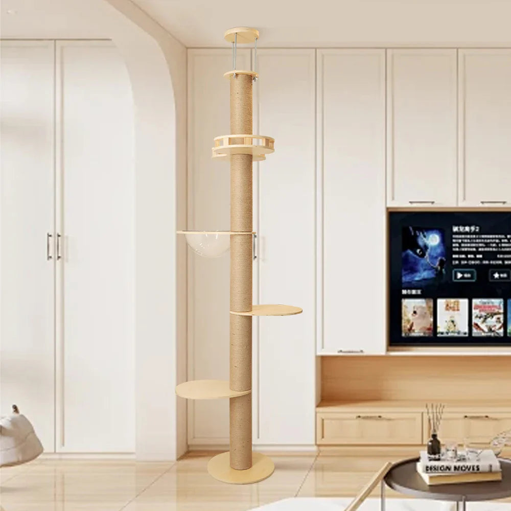 SkyClimb Arbre à chat Maine Coon du sol au plafond - hamac