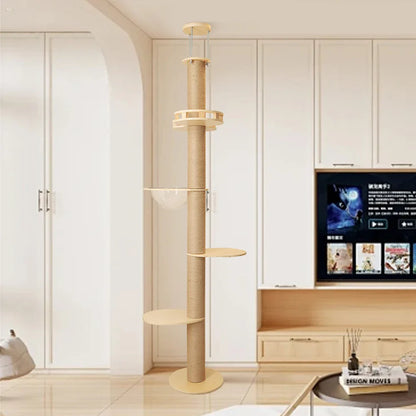 SkyClimb Arbre à chat Maine Coon du sol au plafond - hamac