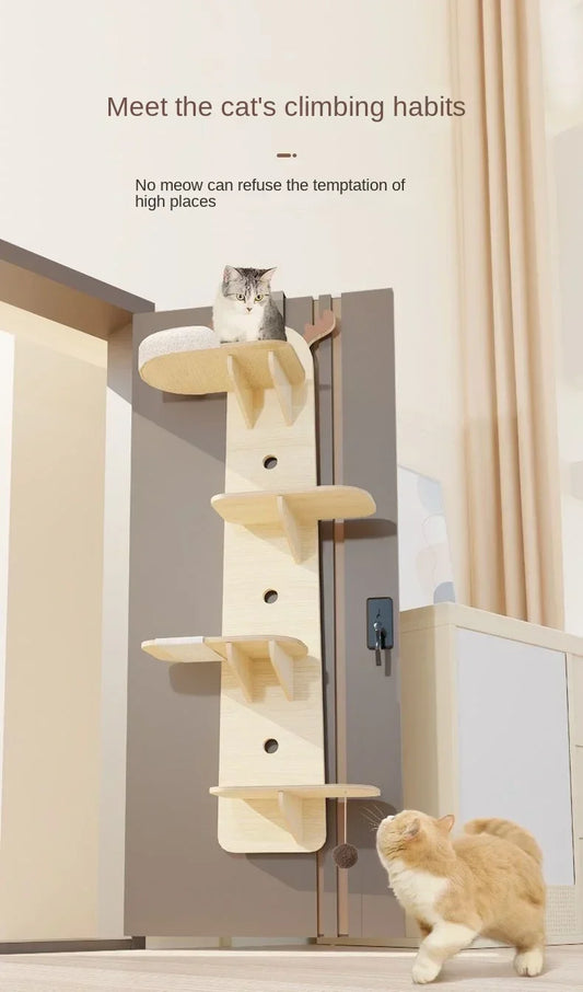 Arbre a chat Mural Bois Pro - Pour Porte Sans Percage