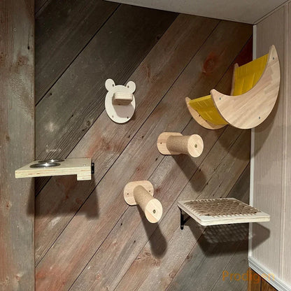 AventureCiel Arbre a chat Mural en Bois (hamac, escalier)