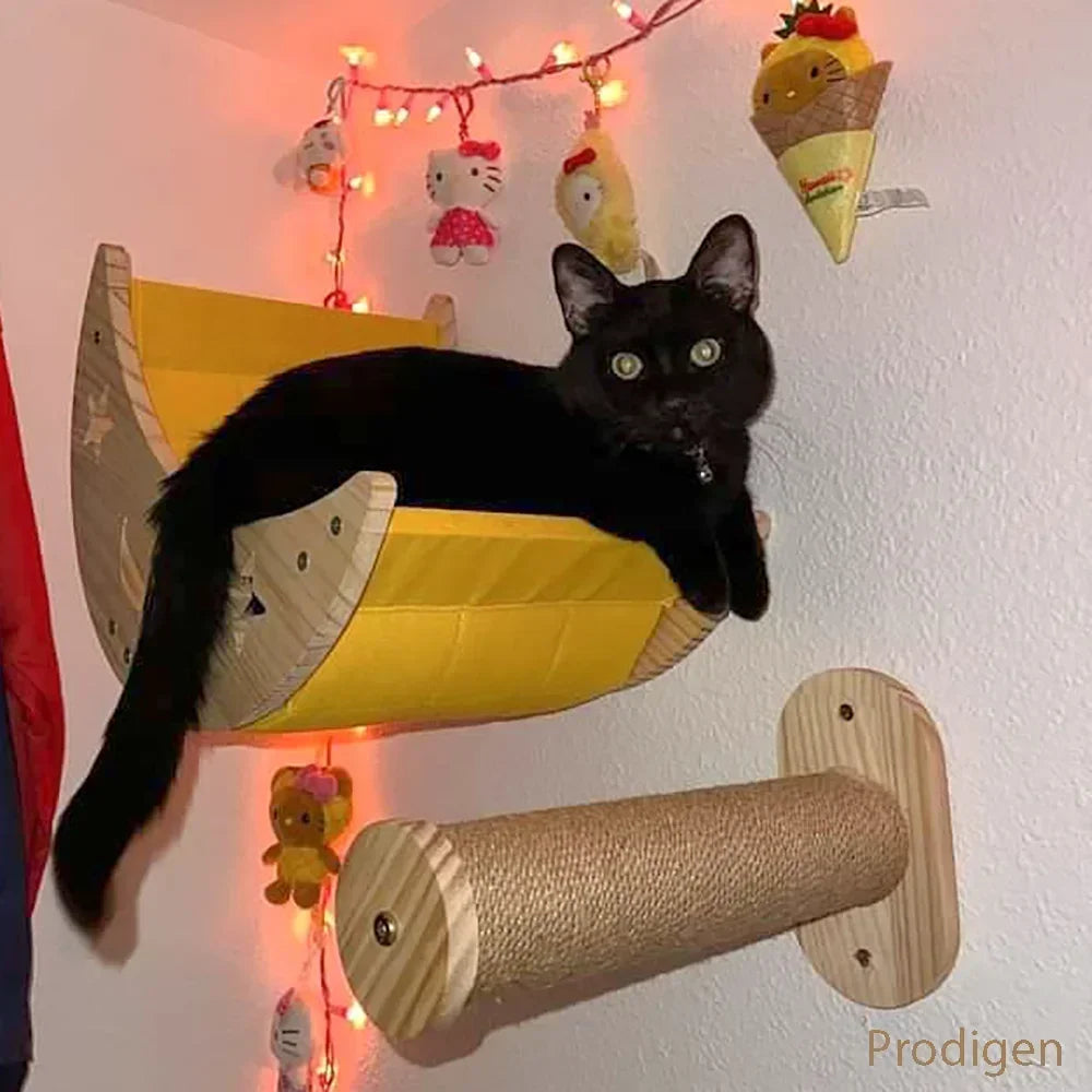 AventureCiel Arbre a chat Mural en Bois (hamac, escalier)