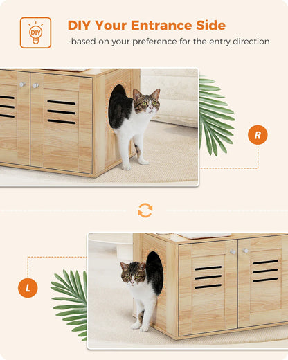 Arbre à Chat Bois design avec Bac à Litière - LuxeNest