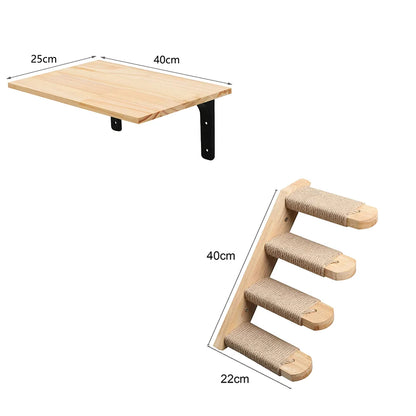 NovaCat Arbre a chat Mural en Bois - Escalier de chat