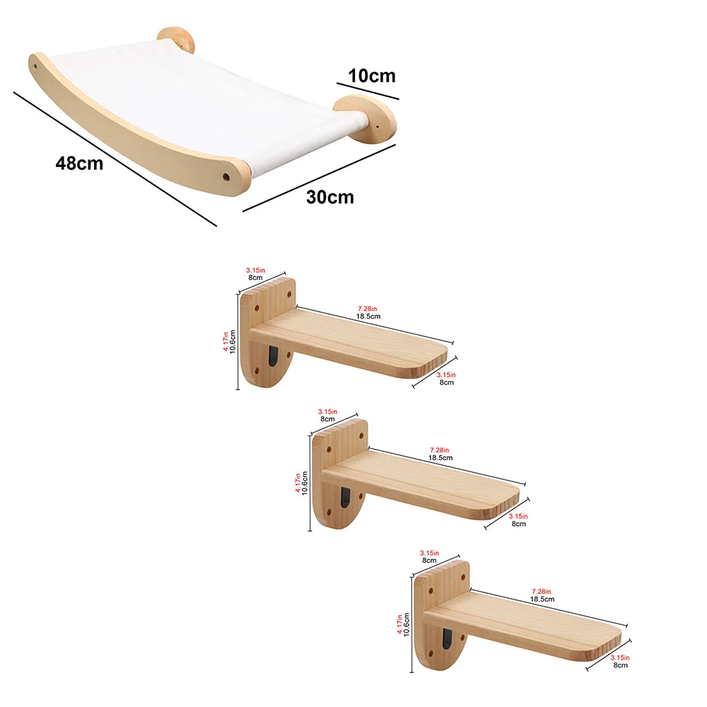 NovaCat Arbre a chat Mural en Bois - Escalier de chat