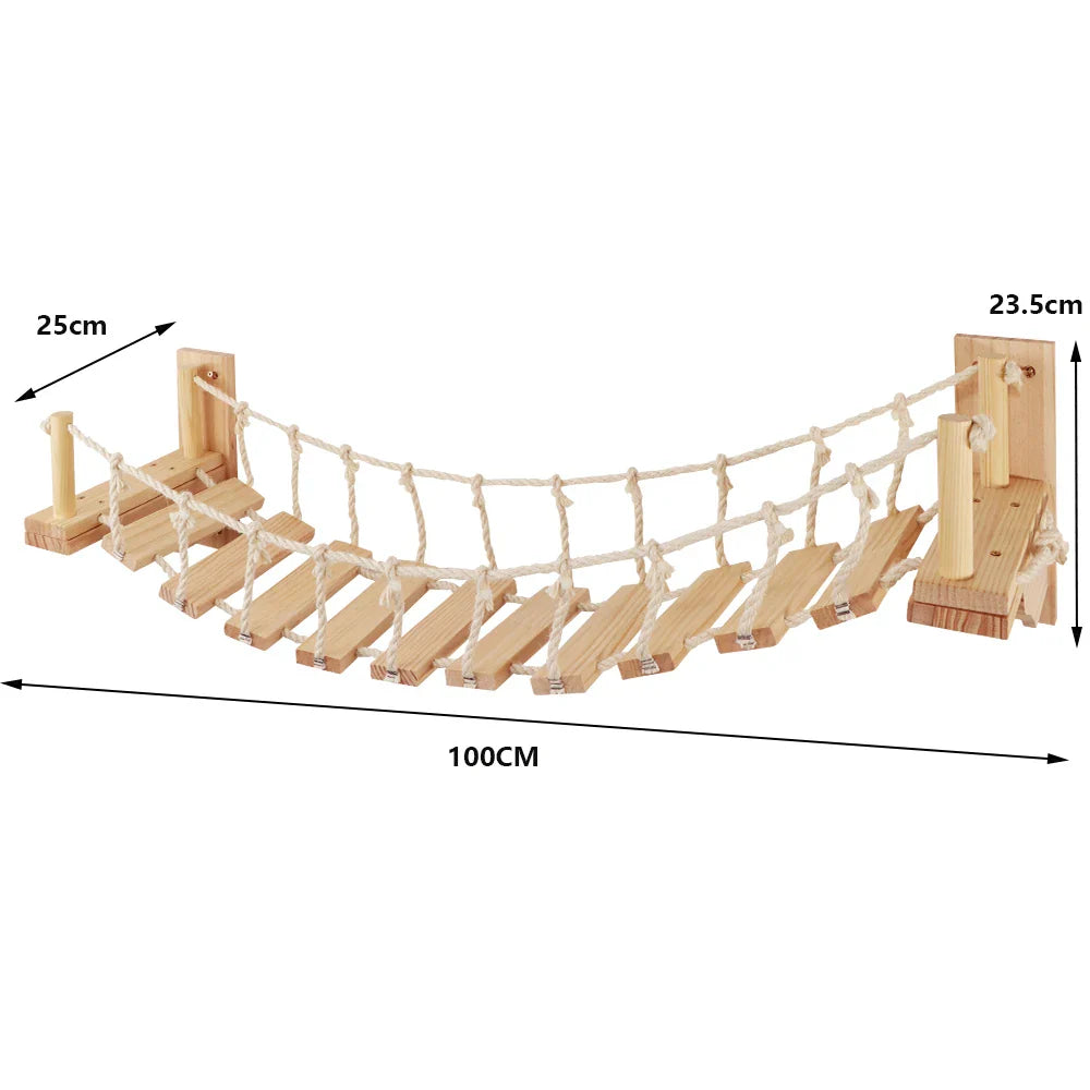 Arbre a chat Mural en Bois — Pont suspendu Cat Aventure